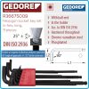 Шестограми Г-образни, от 1.5-10mm, за работа под ъгъл 25°, к-т 9 броя, дълги XL, DIN2936, Gedore, R36675009.