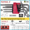Шестограми Г-Torx с отвор, к-т 9 броя, от T10H-T50H, свити на 90°, дълги L, ISO10664, Force, 5098LT.