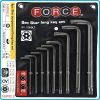Шестограми Г-Torx с отвор, к-т 9 броя, от T20H-T60H, свити на 90°, дълги L, ISO10664, Force, 5099LT.