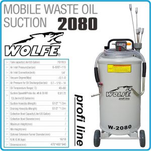 Помпа, за изсмукване, шприц, за масло, к-т, 6.5l/min, 65l, Wolfe, W-2080
