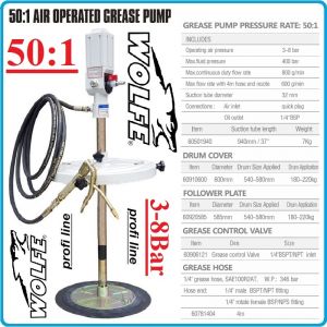 Грес помпа 400Bar, такаламит за варел 210Kg, к-т, 50:1, Wolfe, W-61501940KIT.
